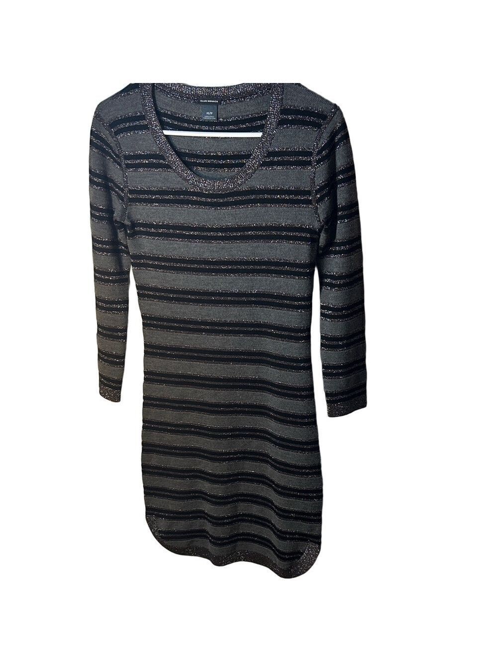 Club Monaco bodycon striped metallic round hem dress size XS stretch wool blend - Picture 2 of 6